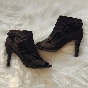 Unisa Black Suede Ankle Boots Open Toe Womens size 7